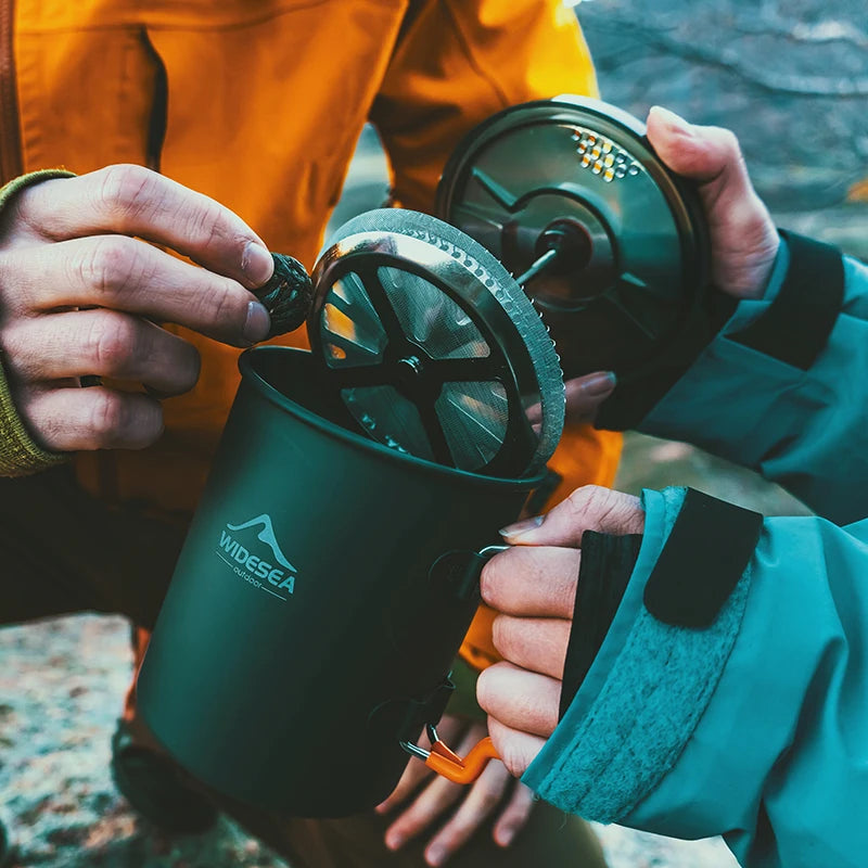 Widesea Camping Coffee Pot With French Press Cup Mug For Hiking