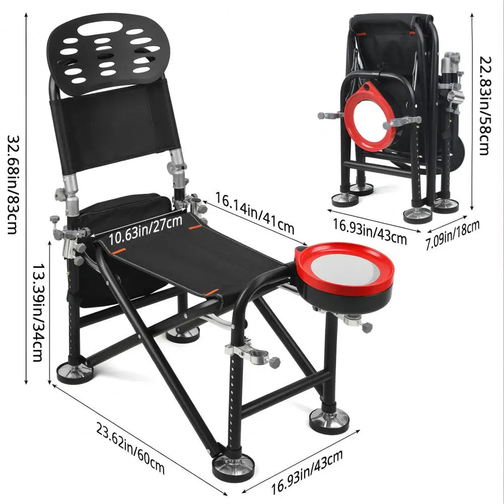 13 Gear Rise Fall 21cm Adjustable Fishing Chair With Backrest