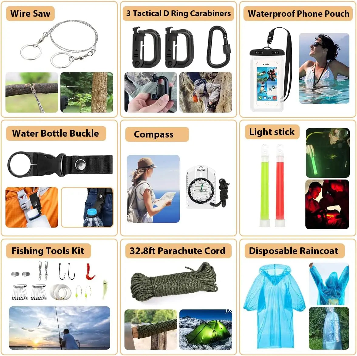 Emergency Survival Kit With First Aid Molle Bag Tent