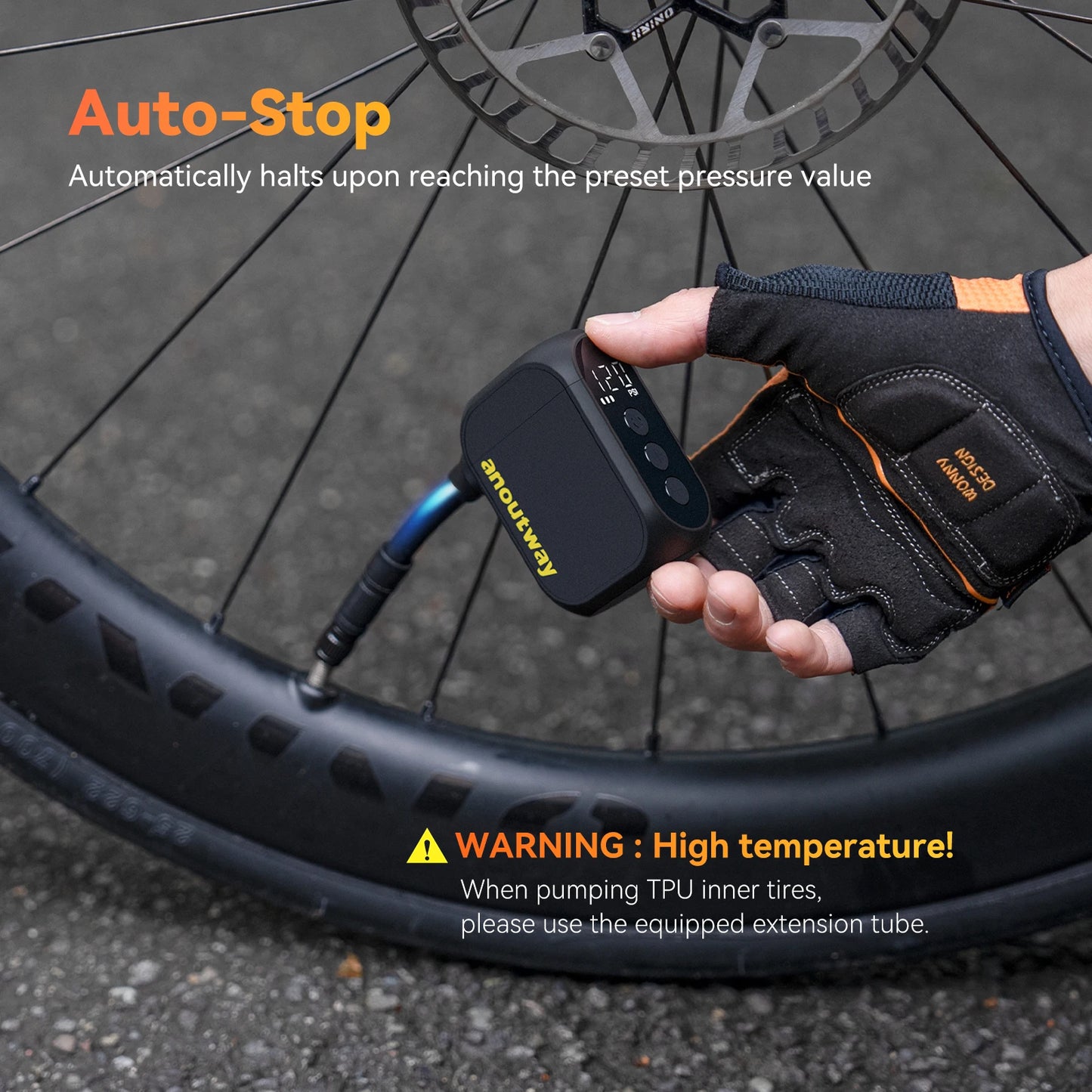 Anoutway AT1 Pro Mini Cordless Bike Tire Pump With Screen