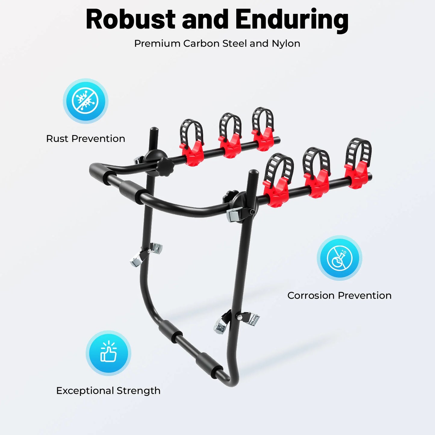 Car Trunk Mount Bike Rack Fits Three Bicycles