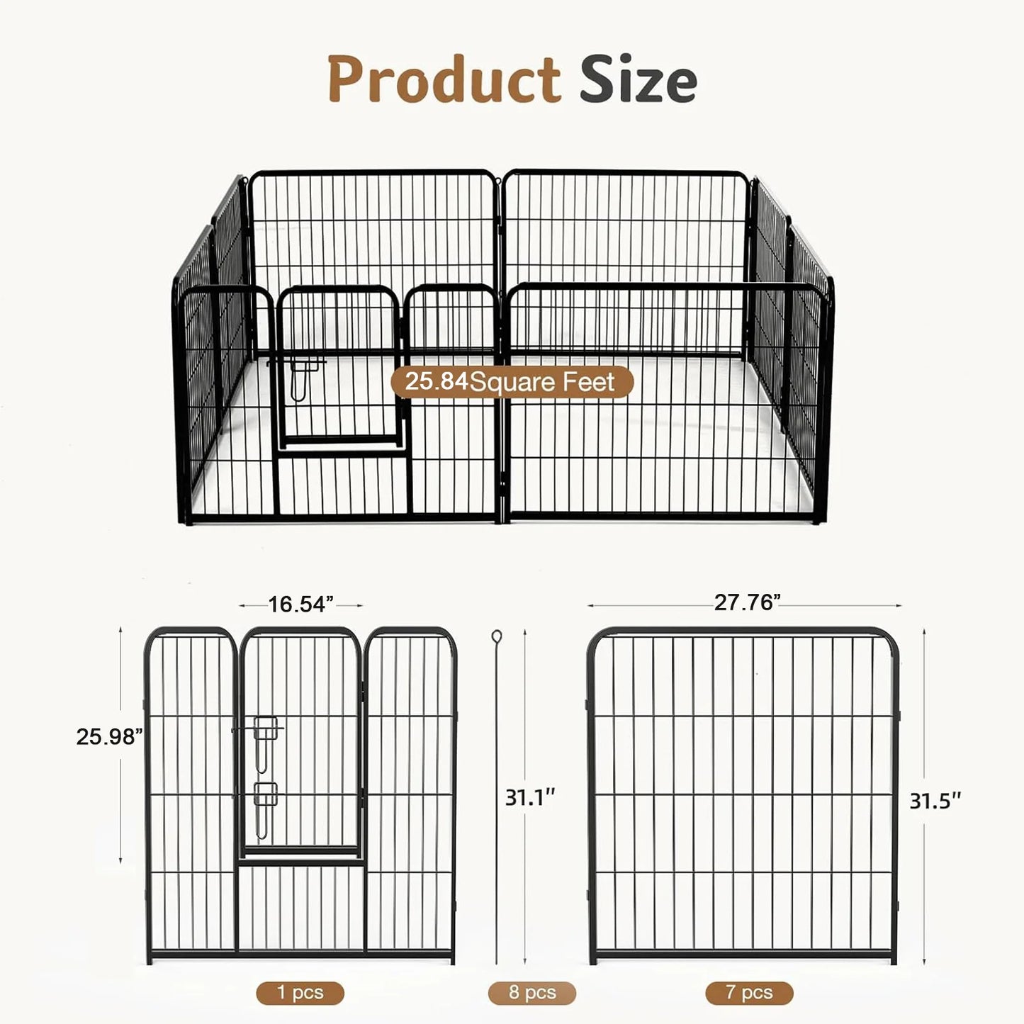 JHK Metal Foldable Pet Playpen for Indoor and Outdoor Use