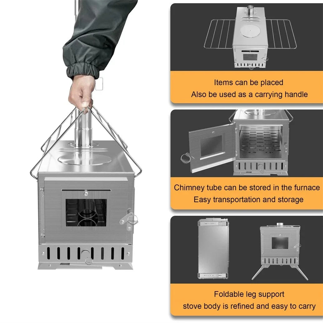 Hot Tent Wood Burning Portable Stove With Chimney Pipes