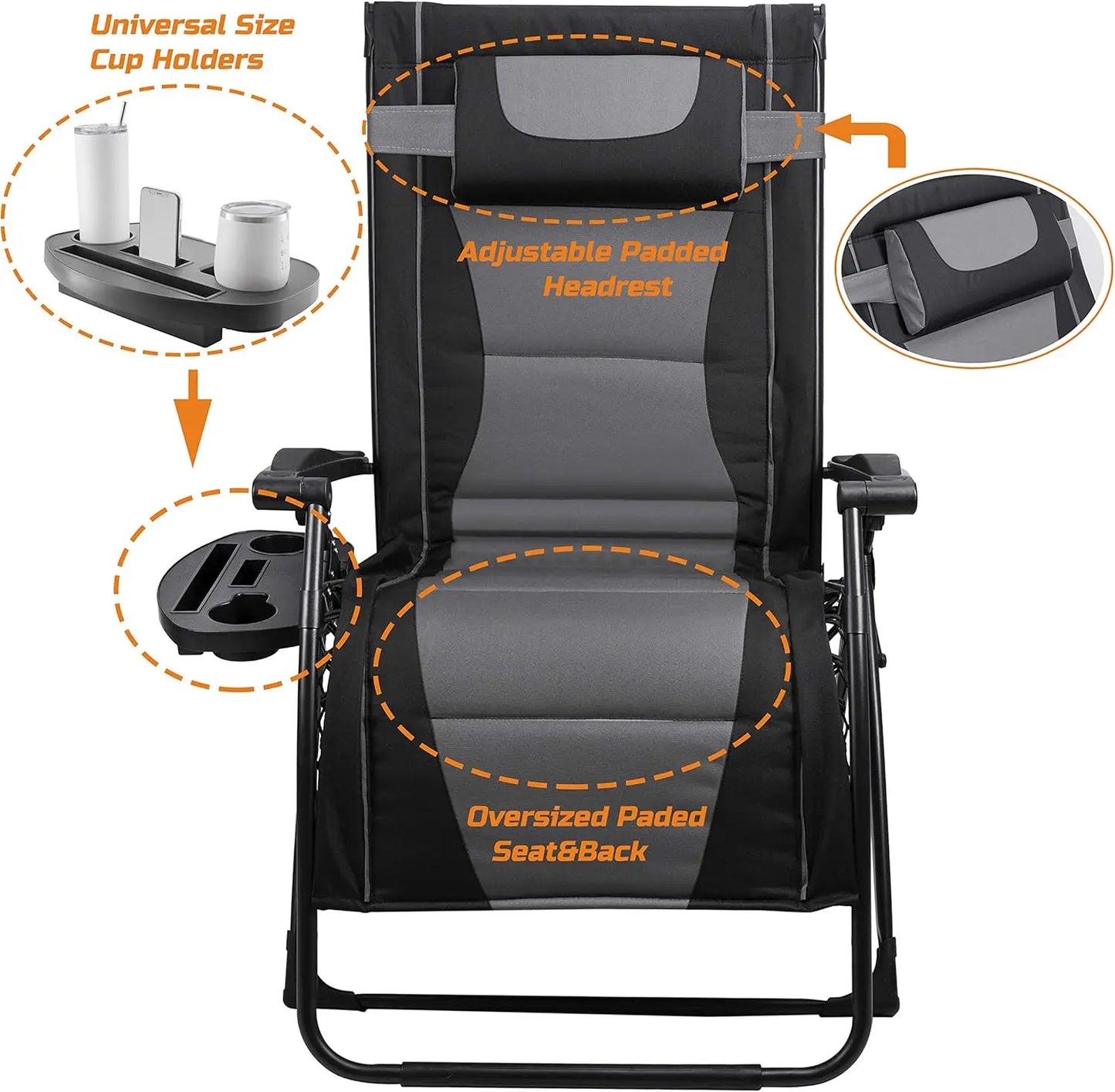 Oversize Zero Gravity Folding Recliner Chair for Outdoors