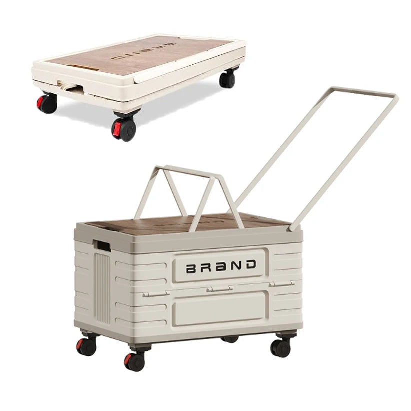 Rotating Foldable Storage Cart Heavy Duty Mobile Organizer Four Wheels