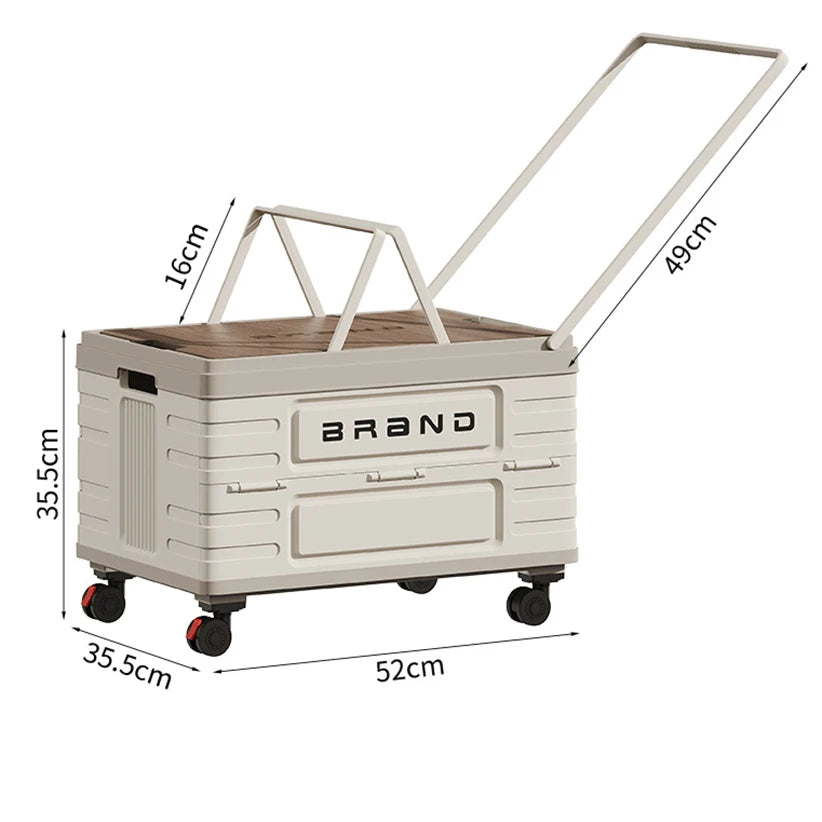 Rotating Foldable Storage Cart Heavy Duty Mobile Organizer Four Wheels