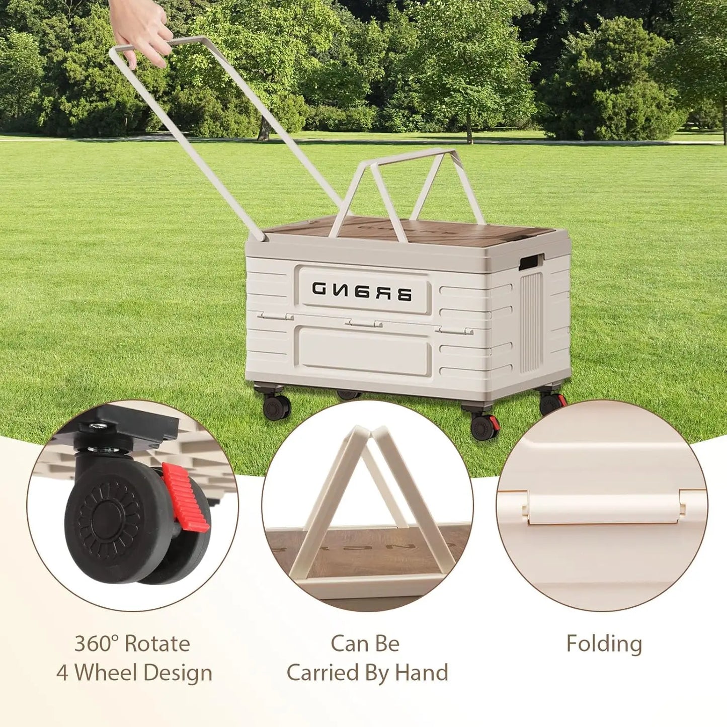 Rotating Foldable Storage Cart Heavy Duty Mobile Organizer Four Wheels