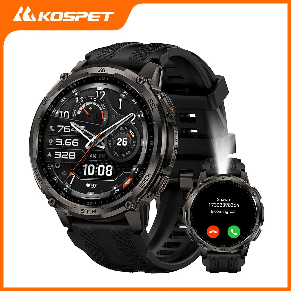 KOSPET Tank T4C Rugged Smartwatch Dual-Band GPS Flashlight Waterproof