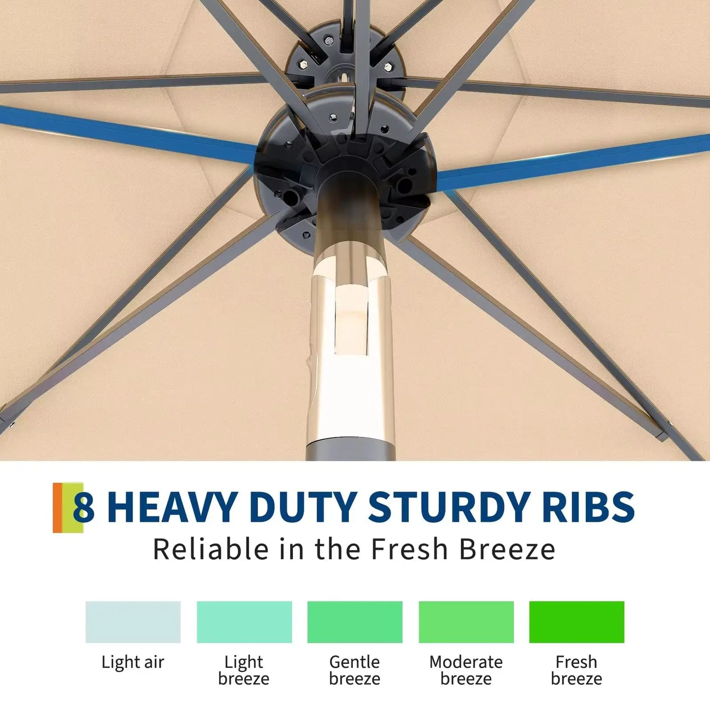 Patio Umbrella With Solar LED Lights And Push-Button Tilt
