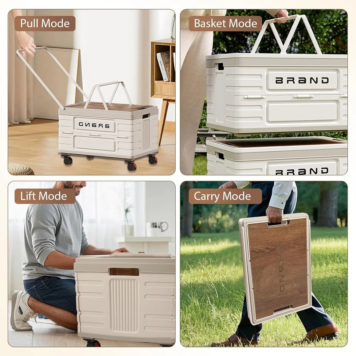 Rotating Foldable Storage Cart Heavy Duty Mobile Organizer Four Wheels