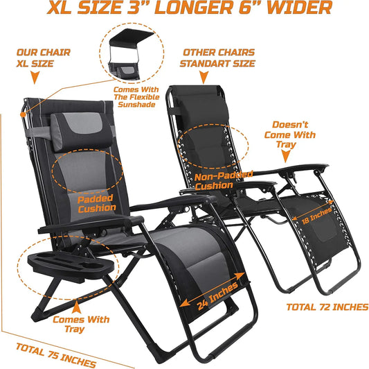 Oversize Zero Gravity Folding Recliner Chair for Outdoors