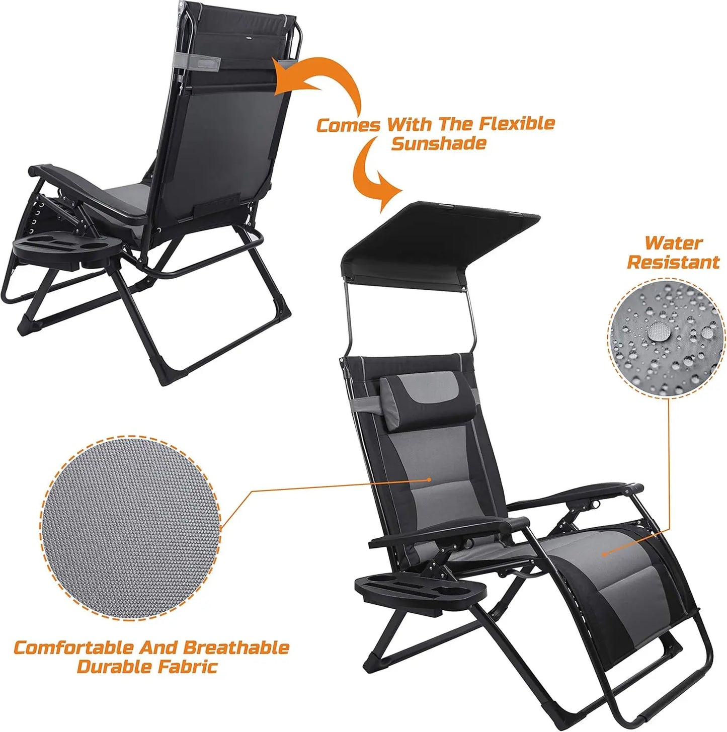 Oversize Zero Gravity Folding Recliner Chair for Outdoors
