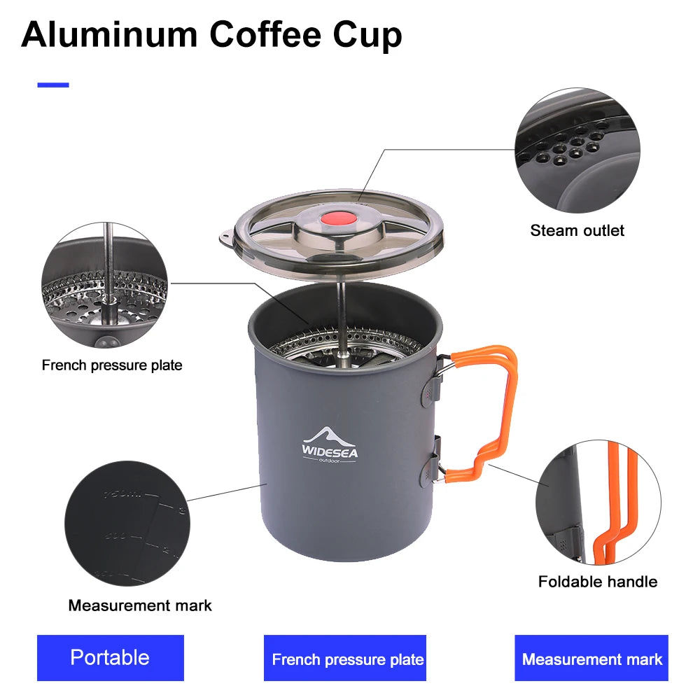 Widesea Camping Coffee Pot With French Press Cup Mug For Hiking