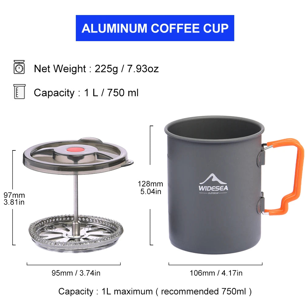 Widesea Camping Coffee Pot With French Press Cup Mug For Hiking