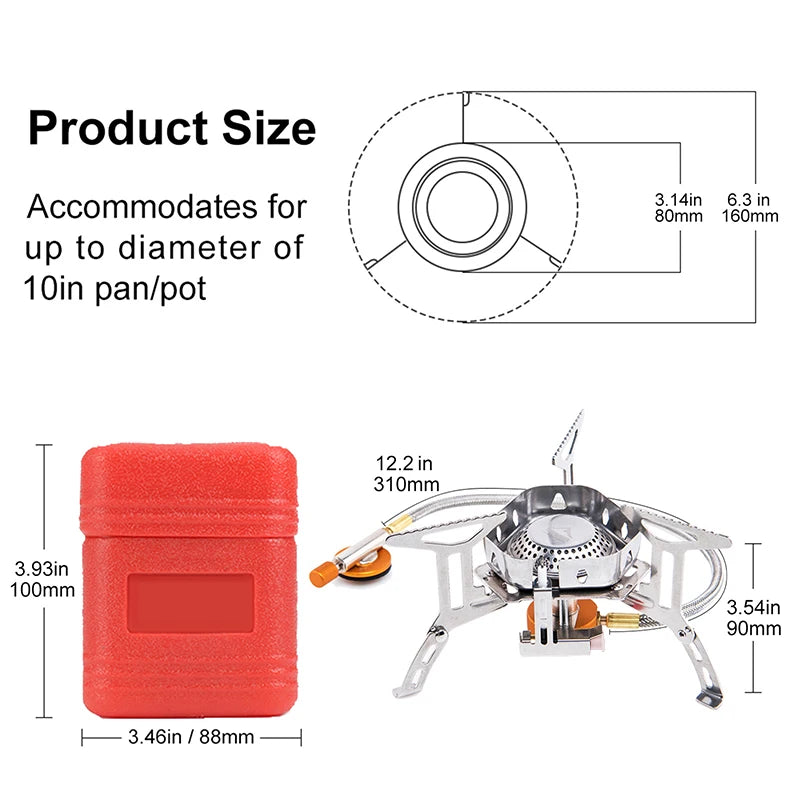 Widesea Windproof Gas Burner for Outdoor Cooking and Camping