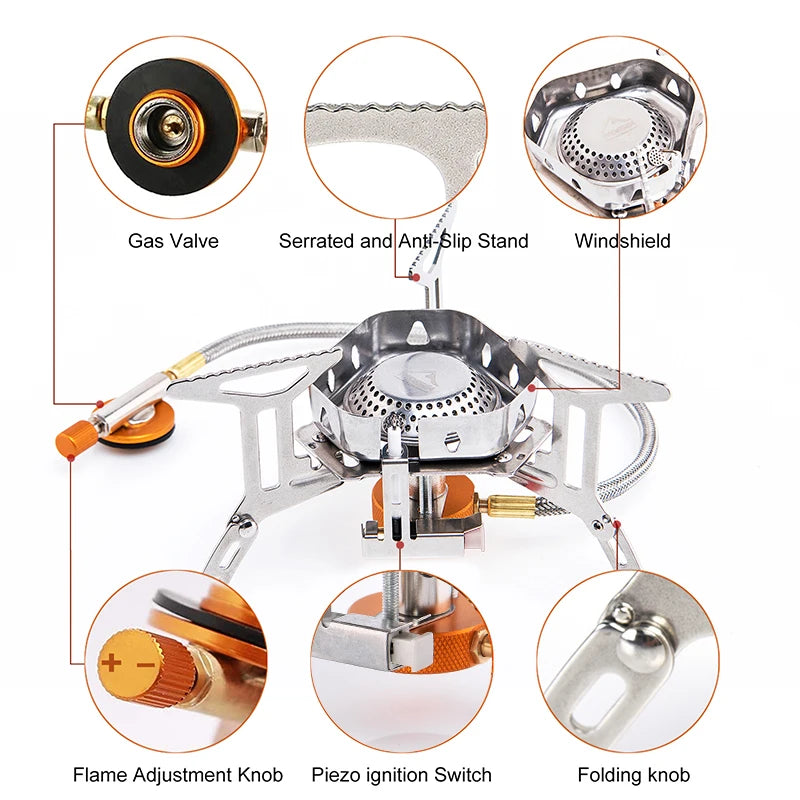 Widesea Windproof Gas Burner for Outdoor Cooking and Camping