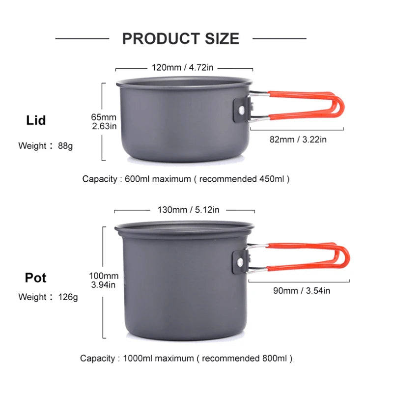Widesea Ultralight Camping Cookware Set For 1-2 Outdoor Tableware
