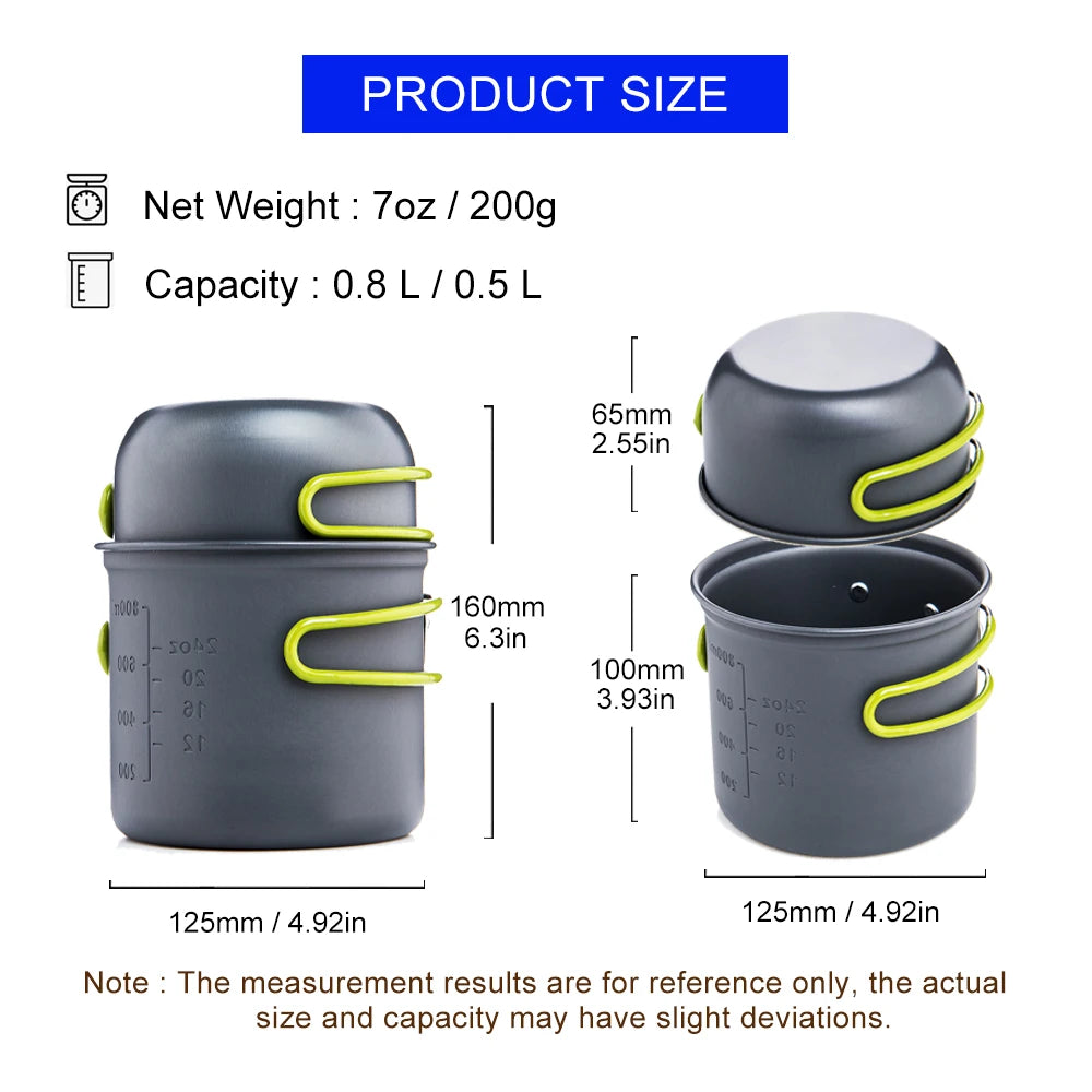 Widesea Ultralight Camping Cookware Set For 1-2 Outdoor Tableware