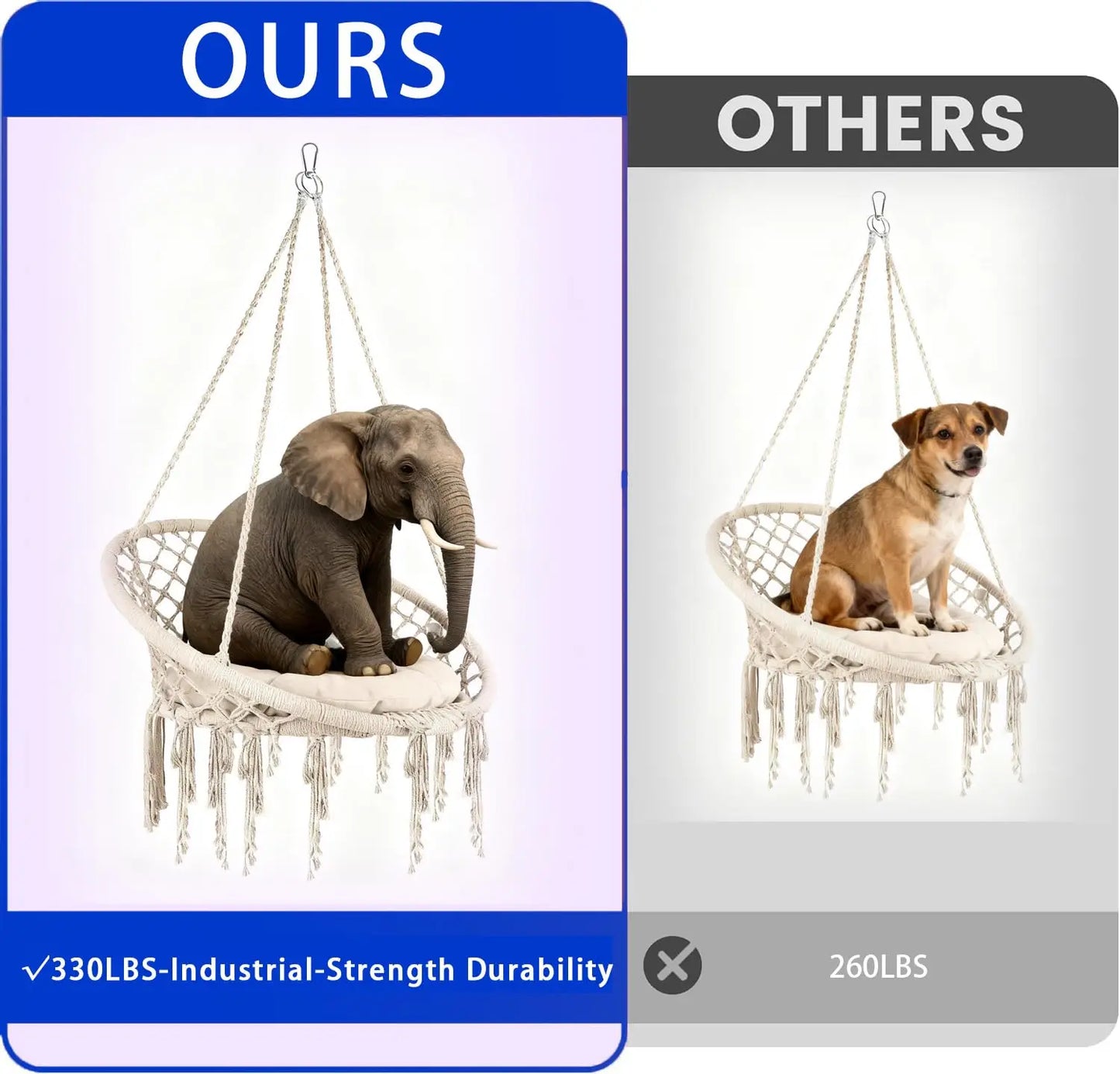 Macrame Hammock Swing Chair With Cushion And Hardware Kit