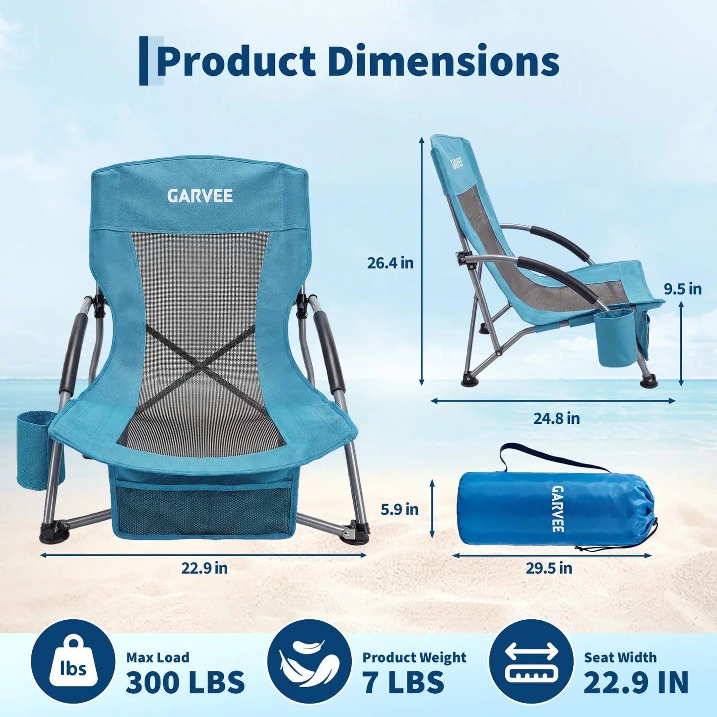 HiMISS Low Beach Chairs Folding Portable Camping Chairs