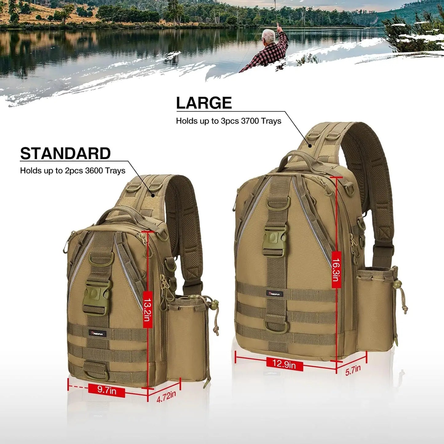Fishing Tackle Backpack With Rod Holder and Gear Storage