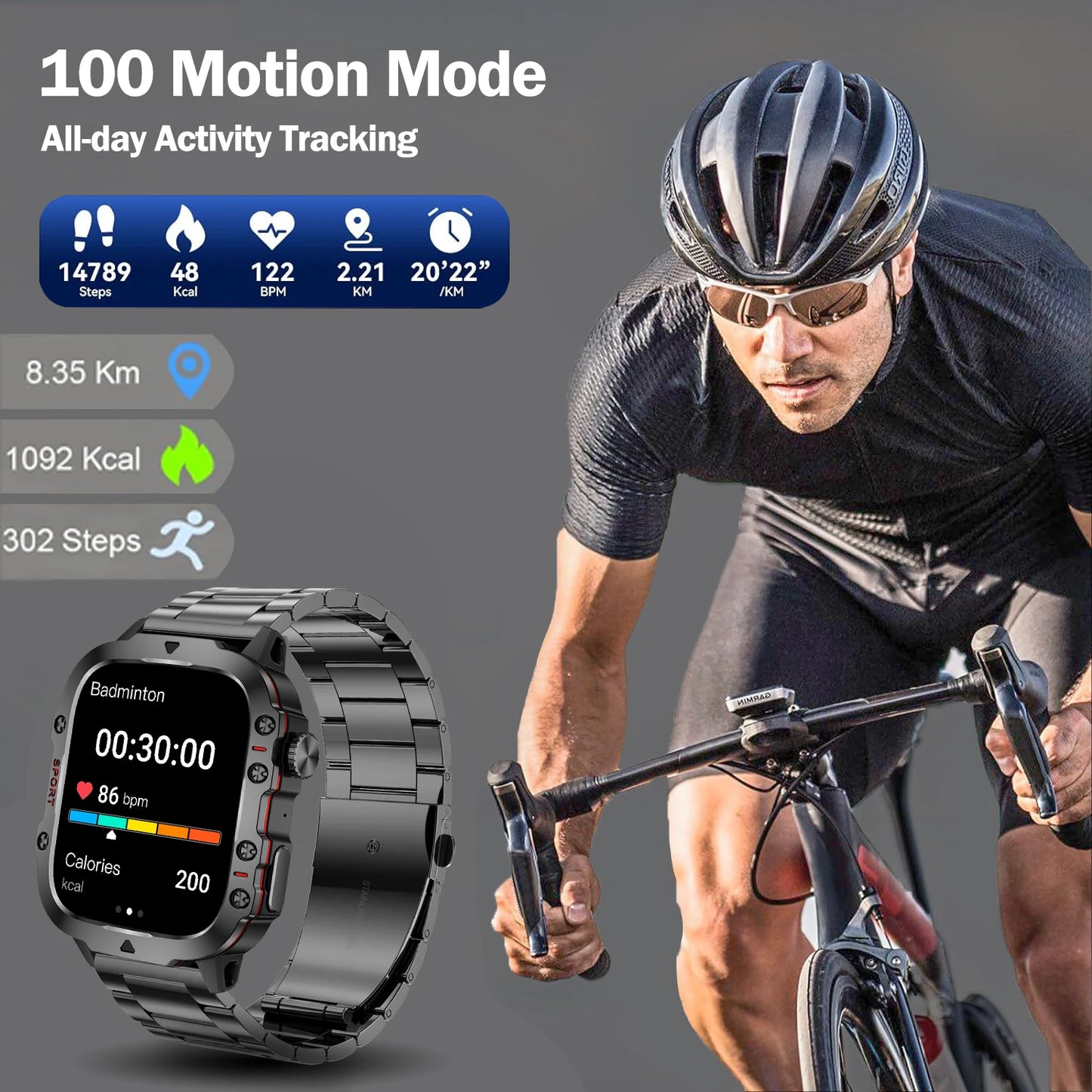 AI Voice Assistant Smart Watch With Bluetooth Calls and Tracking