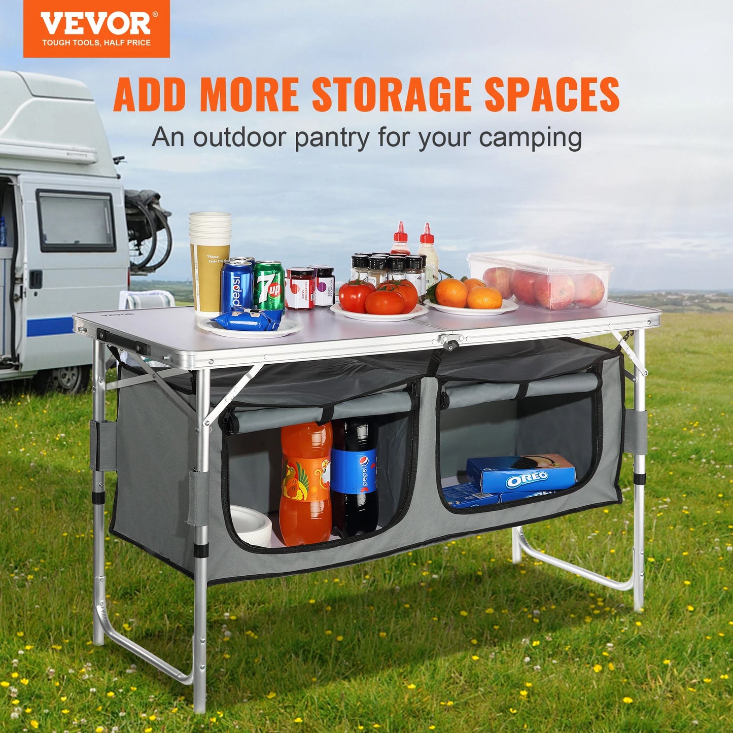 VEVOR Folding Camping Kitchen Table Quick Setup For Outdoor Use