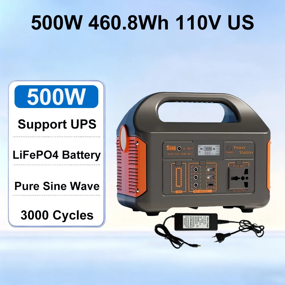 GaiaRay Portable Power Station 460.8Wh LiFePO4 110V Solar Generator