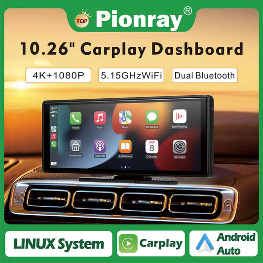 Portable 4K Car DVR With Wireless CarPlay And Android Auto