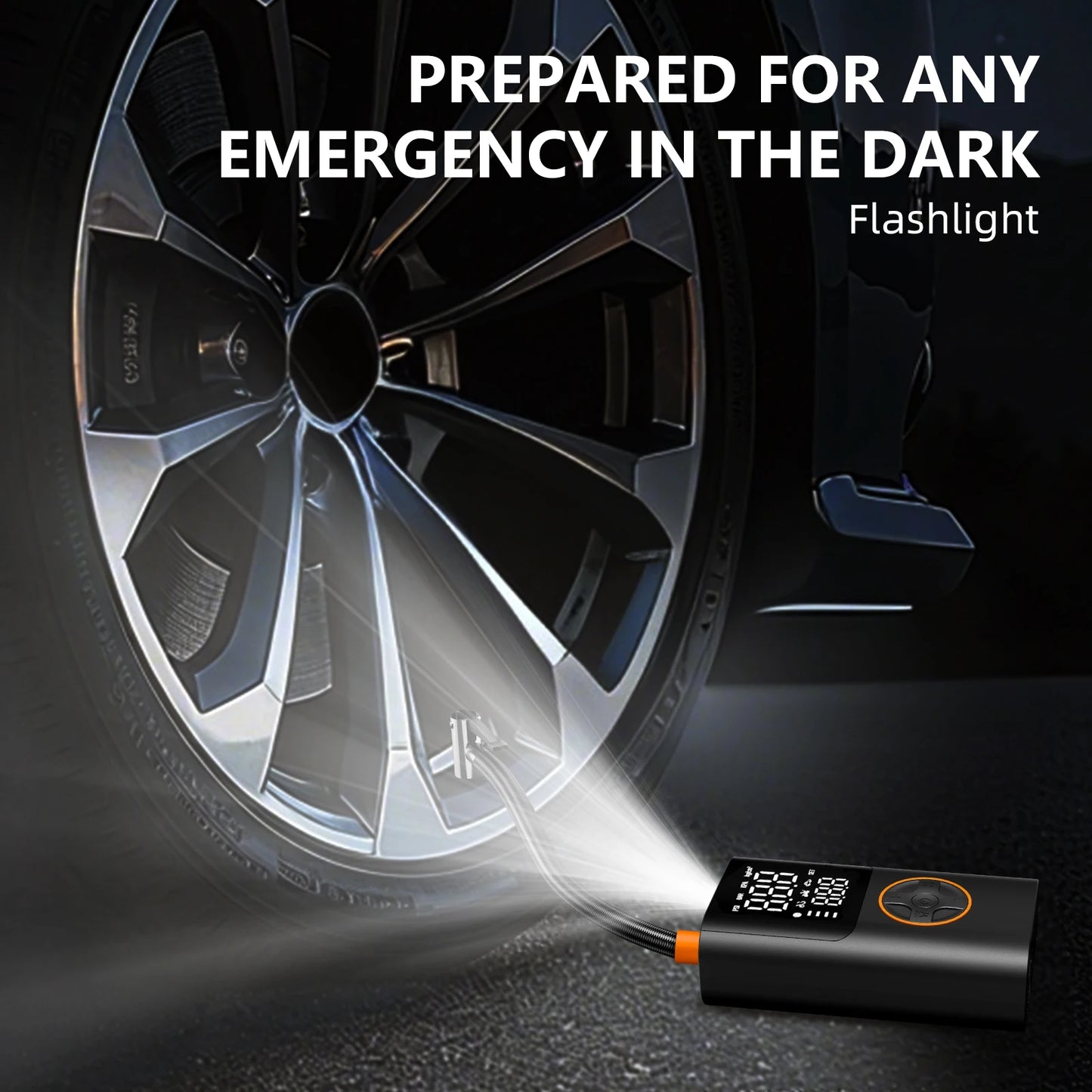 Portable Air Pump Set With Power Bank 150PSI LED Light