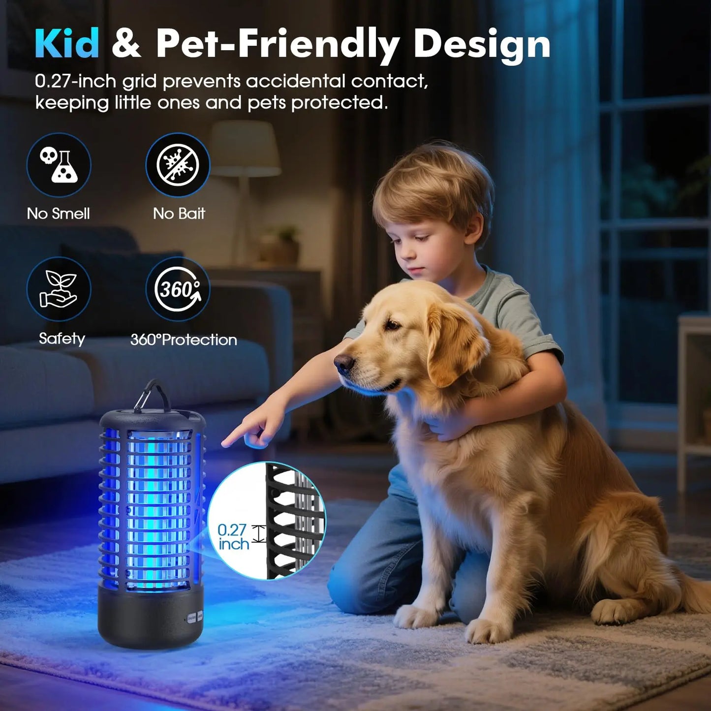 2 Pack Rechargeable Portable Bug Zapper For Indoor Outdoor Mosquito Killer