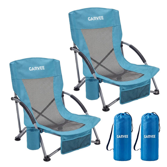 HiMISS Low Beach Chairs Folding Portable Camping Chairs