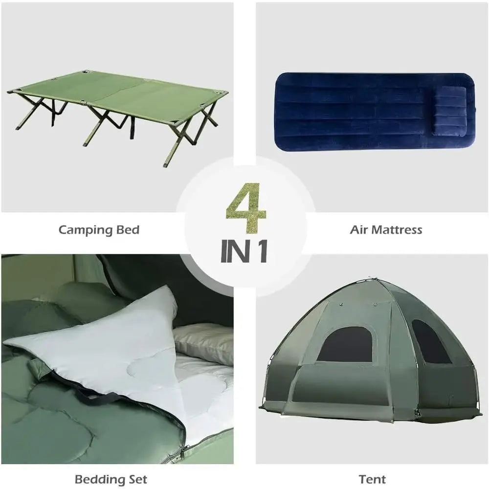 Portable Camping Tent Cot With Carry Bag And Air Mattress