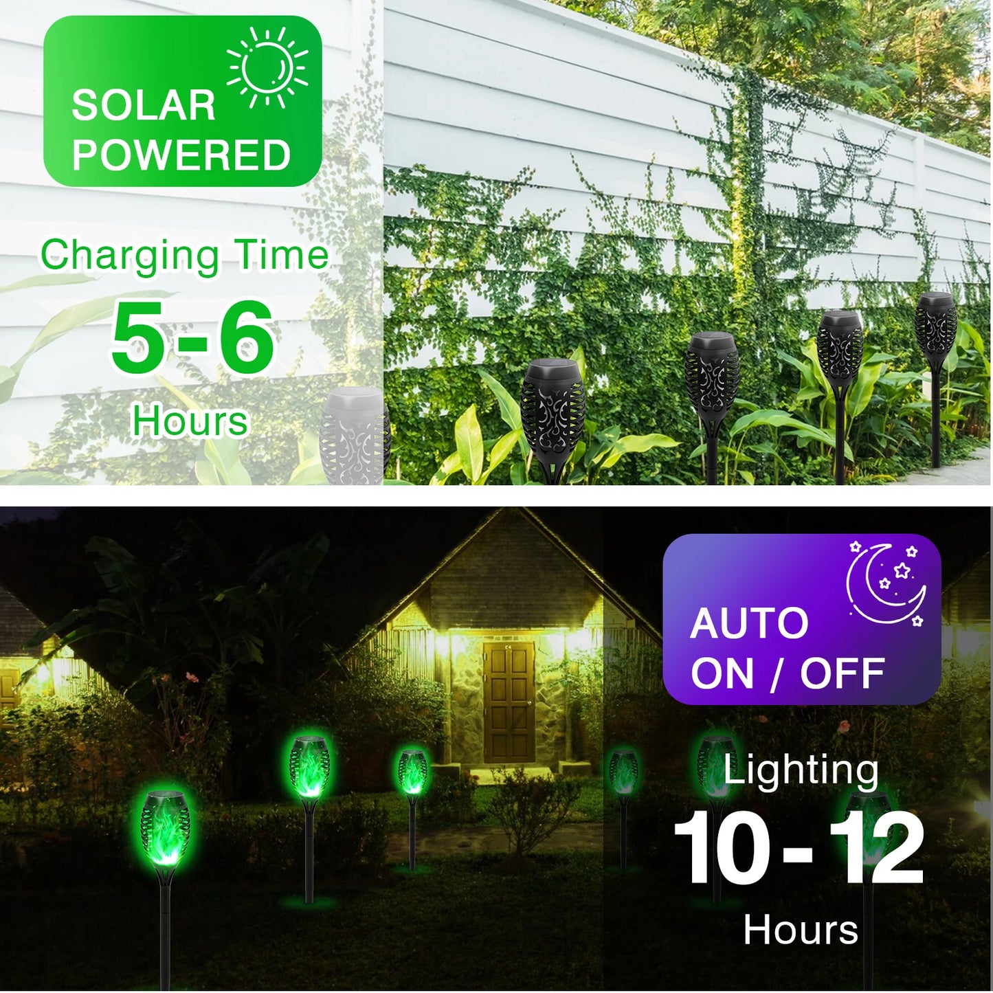 Solar Flame Torch Lights LED Flickering Outdoor Lawn And Patio Decor