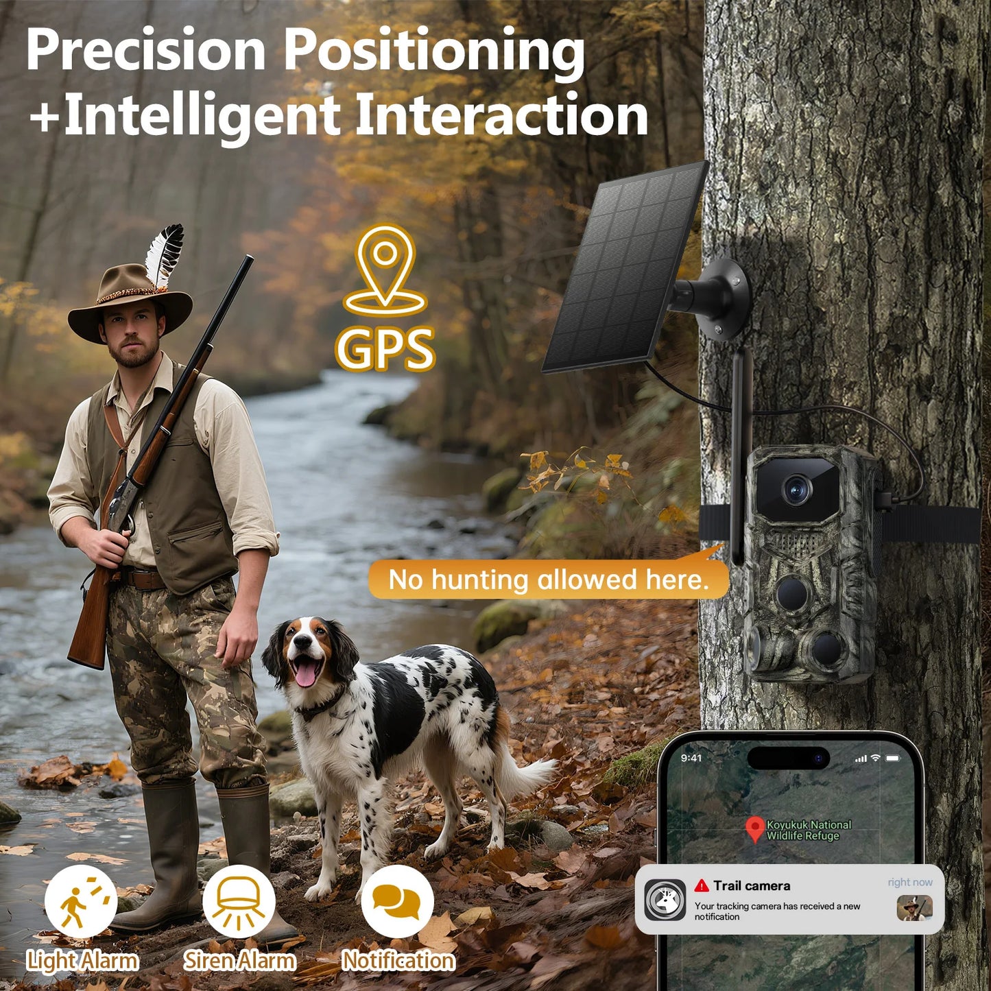 4G GPS Trail Camera Solar Power Wide Angle 4MP Camouflage
