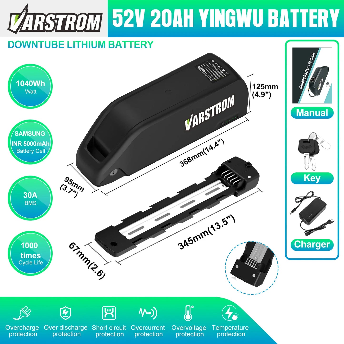 Hailong 48V Downtube Ebike Battery Pack 21700 Cells