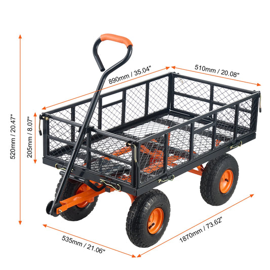 SucceBuy Garden Cart Sturdy Utility Wagon Dump Cart