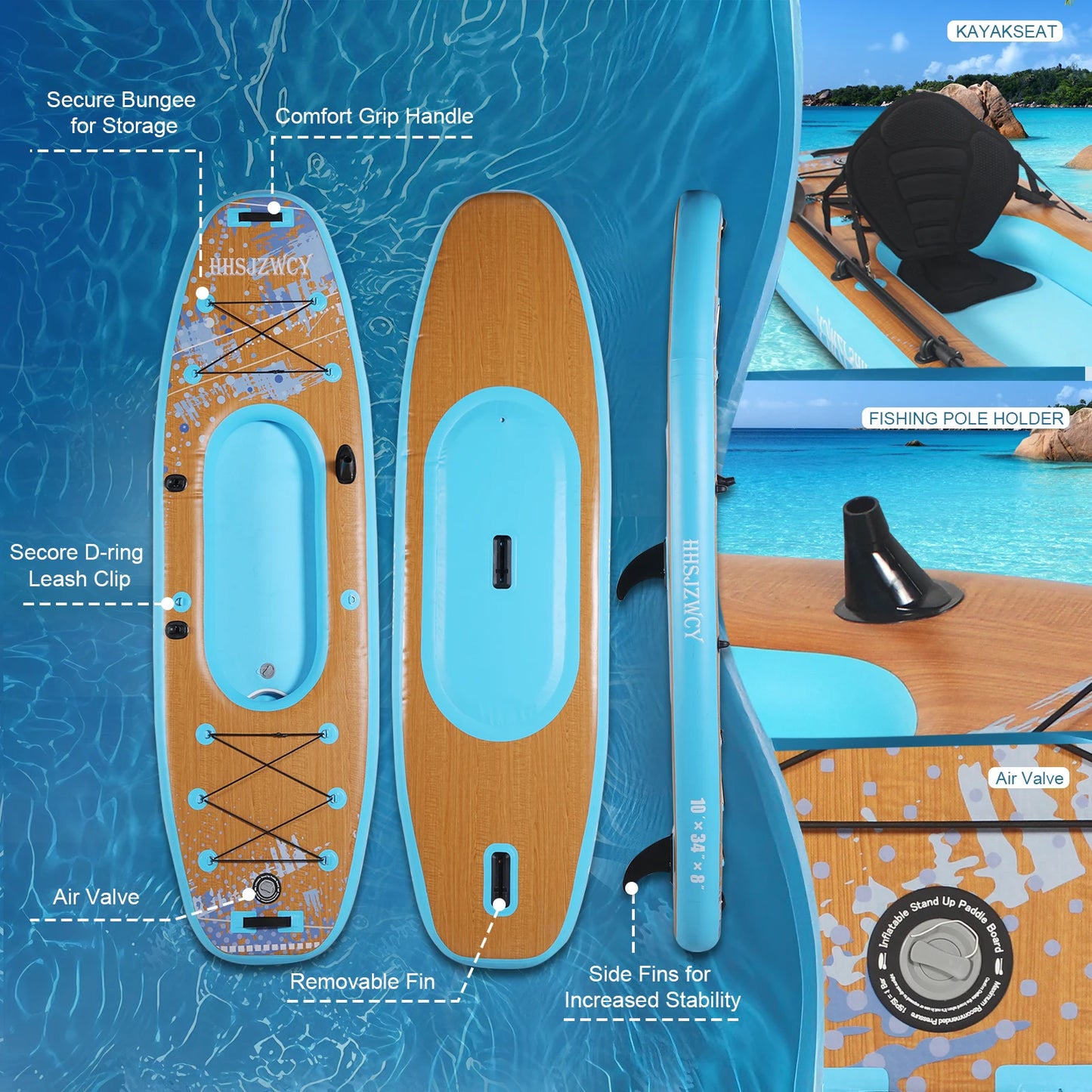 HHSJZWCY Inflatable Stand Up Paddle Board Kayak With Seat For Fishing