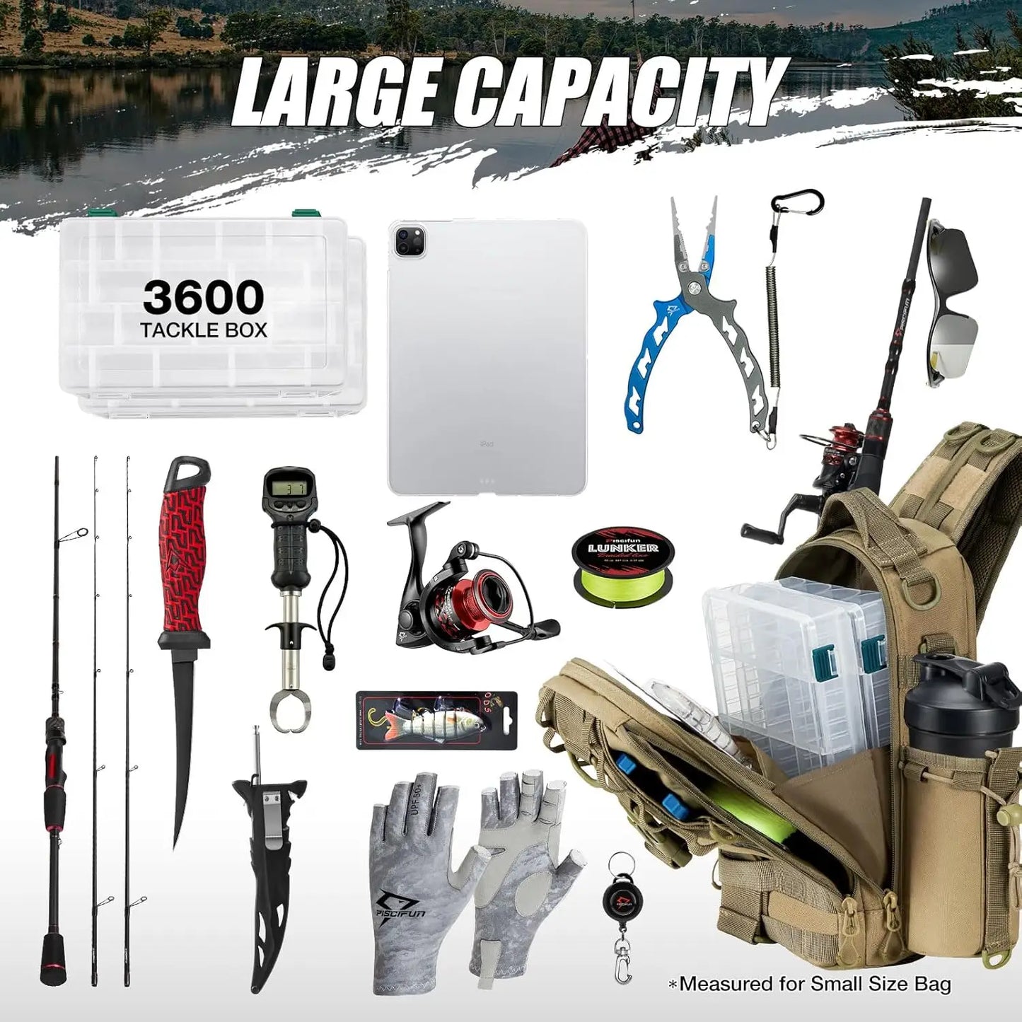 Fishing Tackle Backpack With Rod Holder and Gear Storage