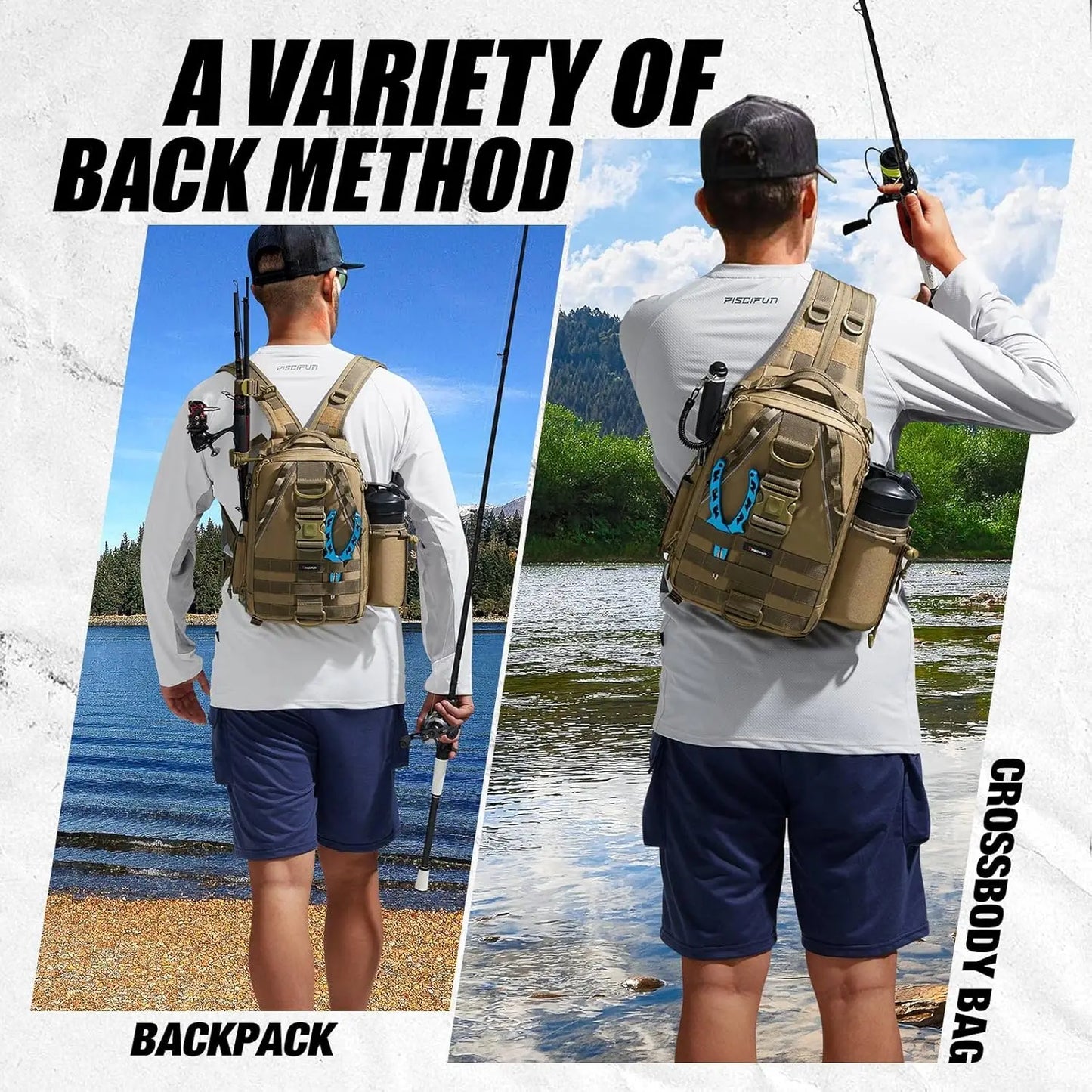 Fishing Tackle Backpack With Rod Holder and Gear Storage