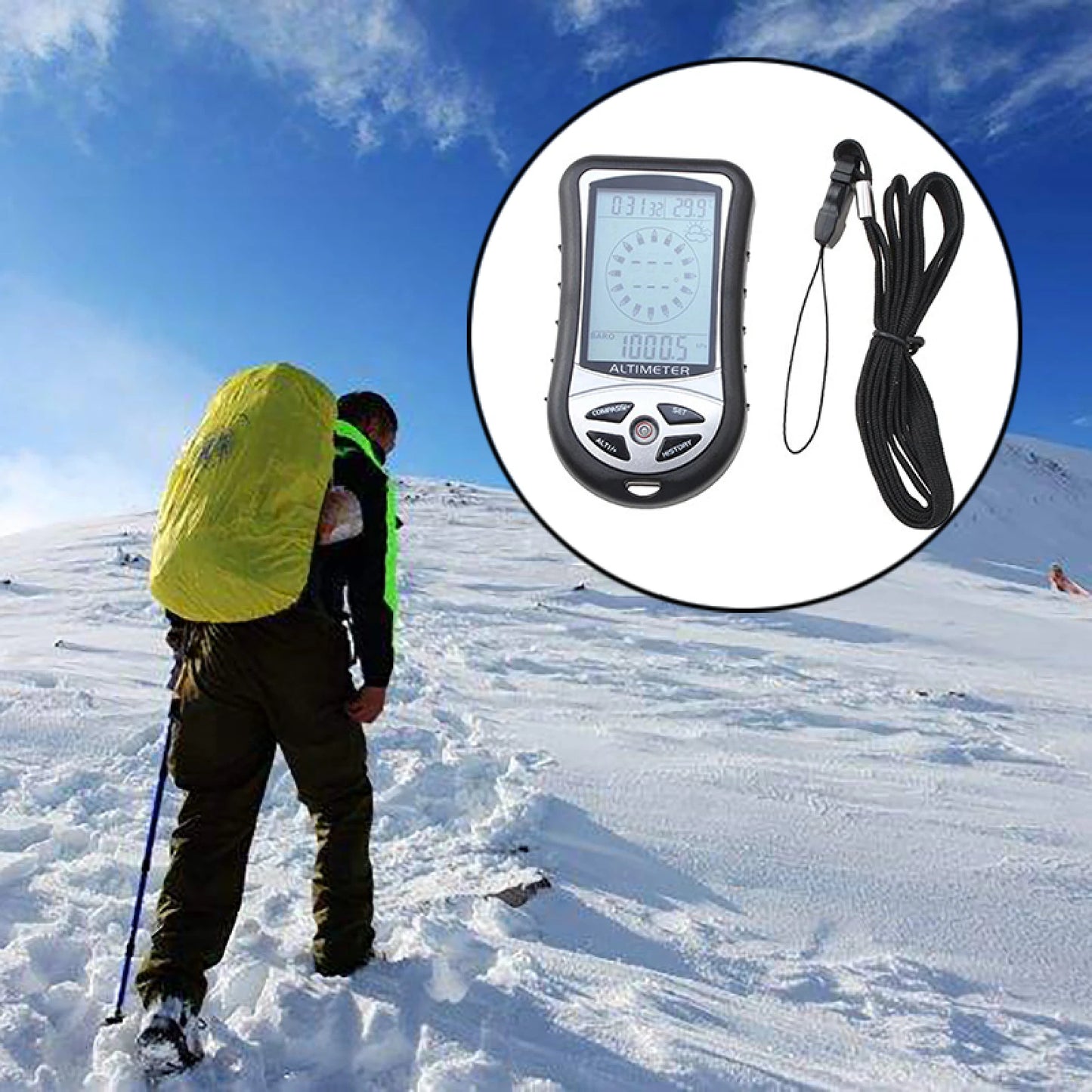 8-in-1 Handheld Altimeter Compass Thermometer Barometer With Backlight Outdoor