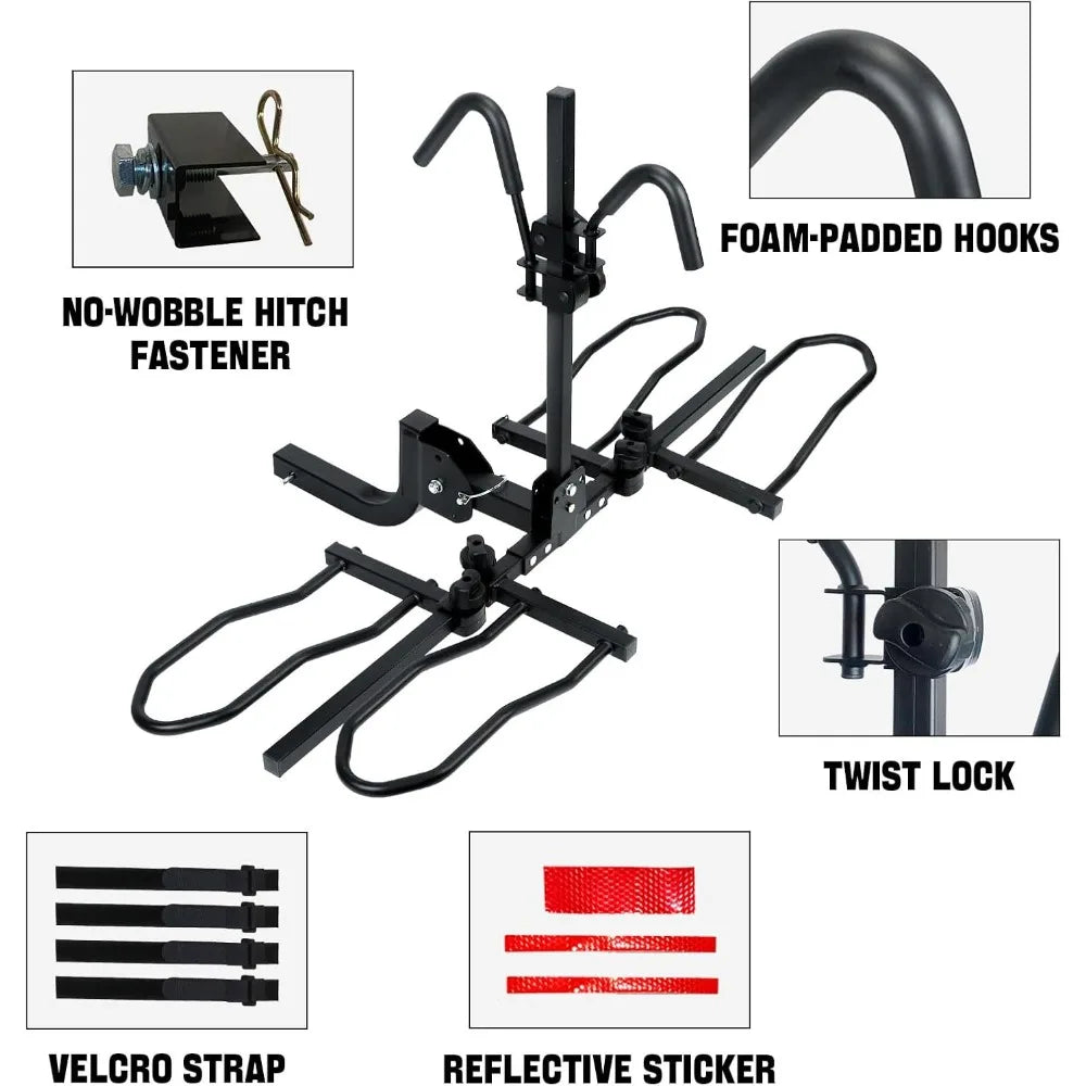 XCAR Foldable Hitch Mount Platform Carrier For 2 Bicycles