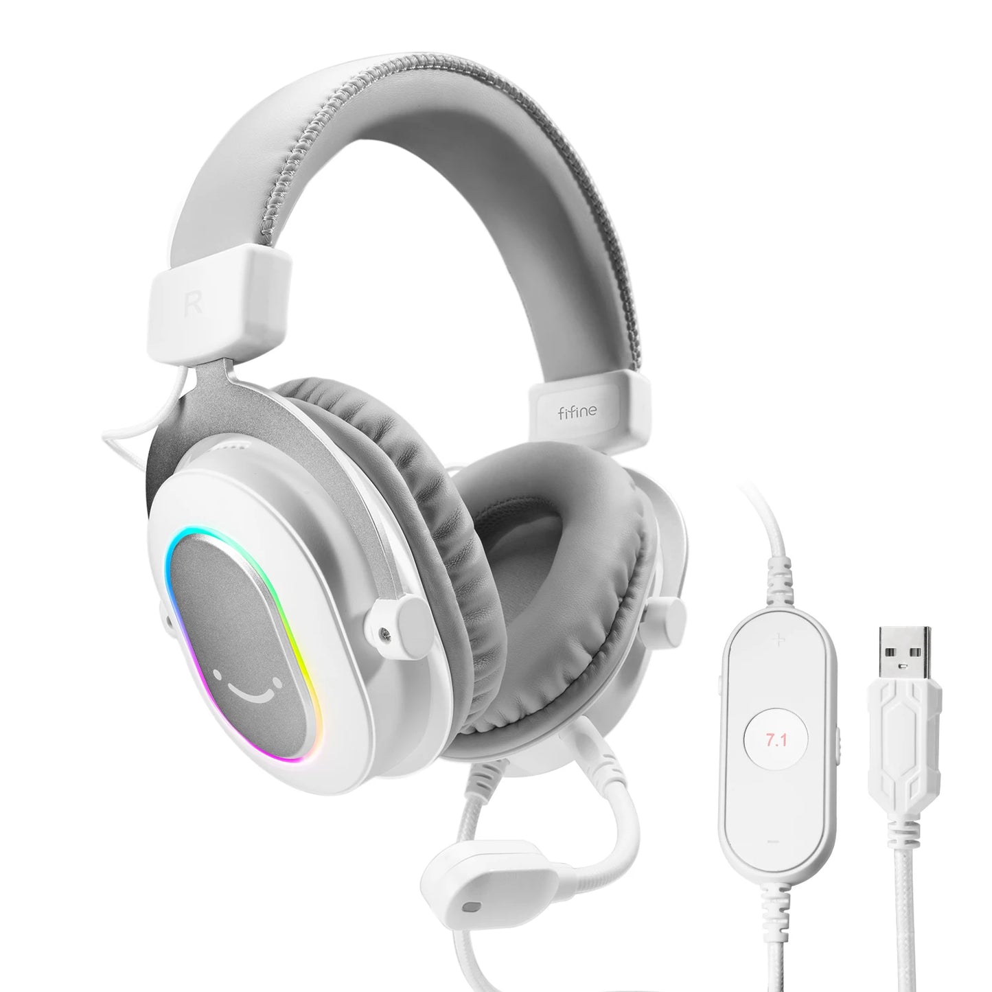 FIFINE RGB Gaming Headset with Mic 7.1 Surround PS5