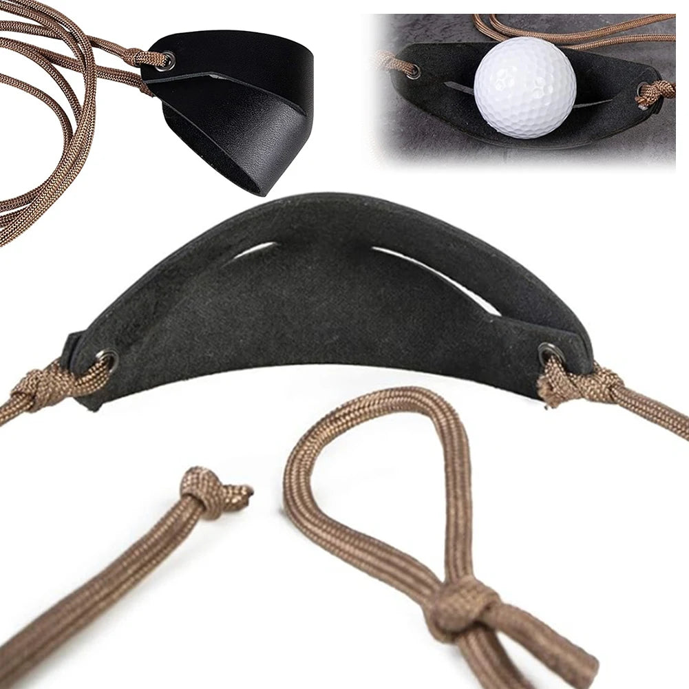 Shunmaii Handmade Leather Shepherd Sling Pouch Rope Strap Outdoor Sports