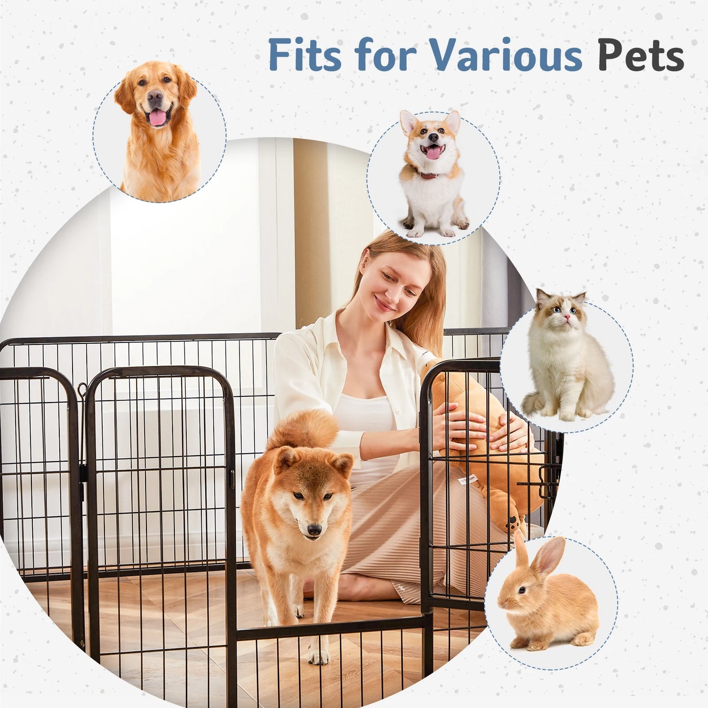 JHK Metal Foldable Pet Playpen for Indoor and Outdoor Use