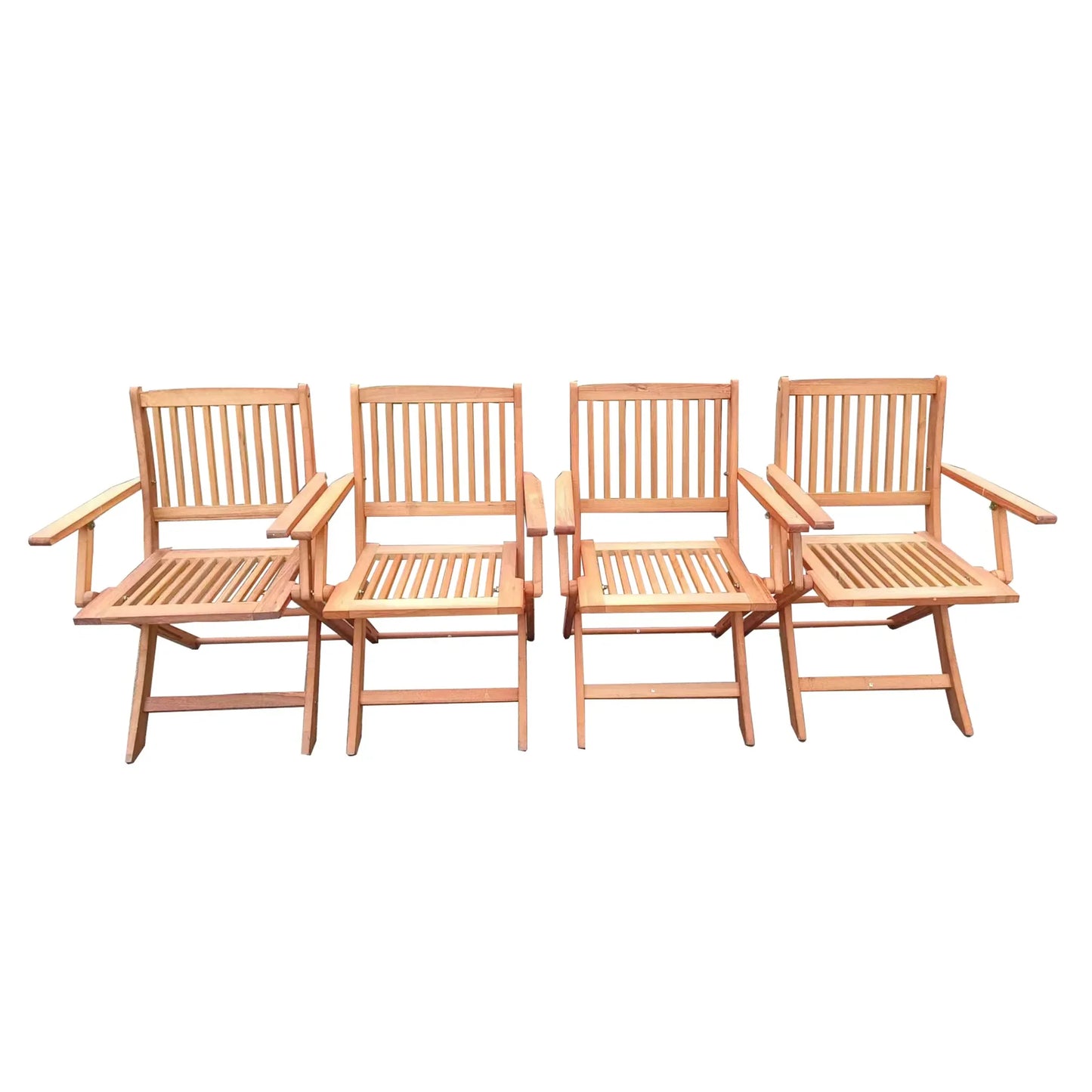Foldable Patio Dining Set With 4 Folding Chairs Teak