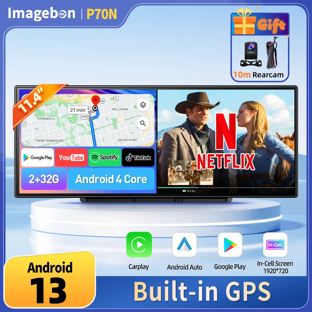 Imagebon P70N Dash Cam With Built In GPS And Android Auto CarPlay
