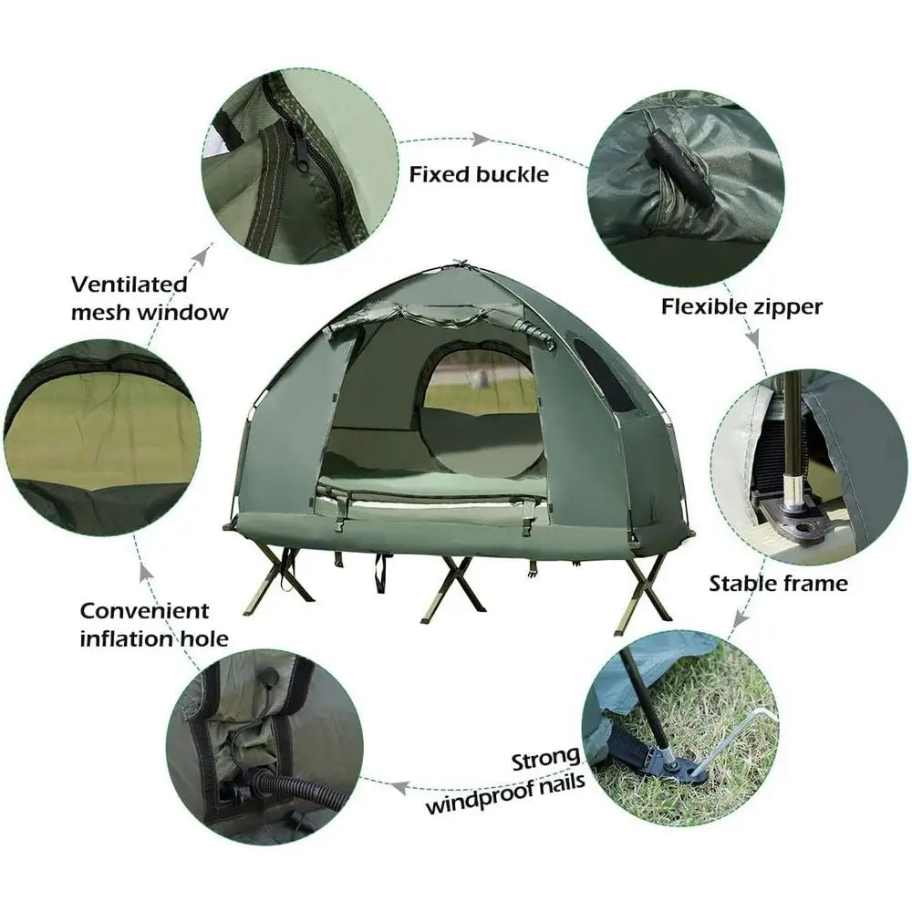 Portable Camping Tent Cot With Carry Bag And Air Mattress