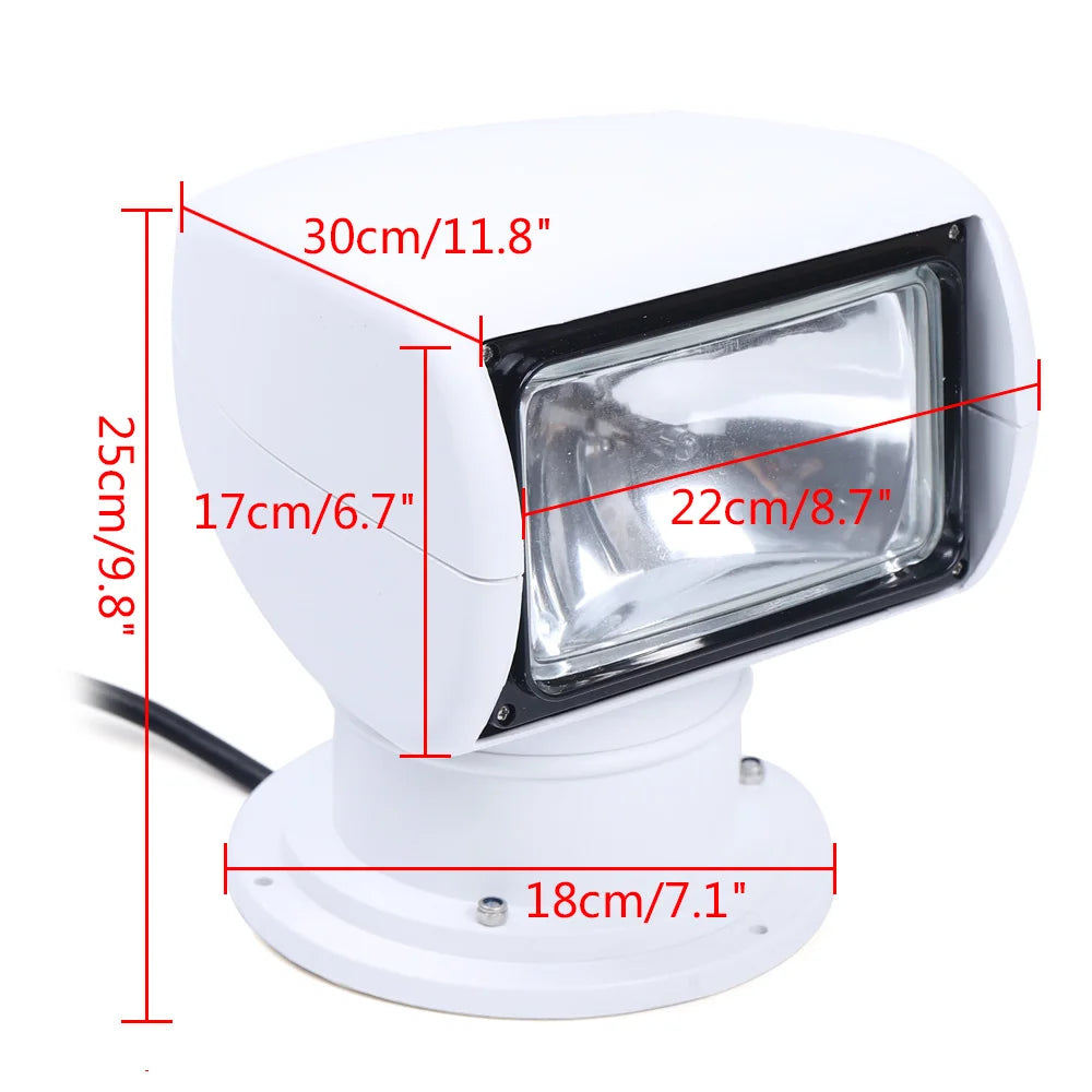 Marine 100W Remote Spotlight 12V 360 Degree Rotating Waterproof