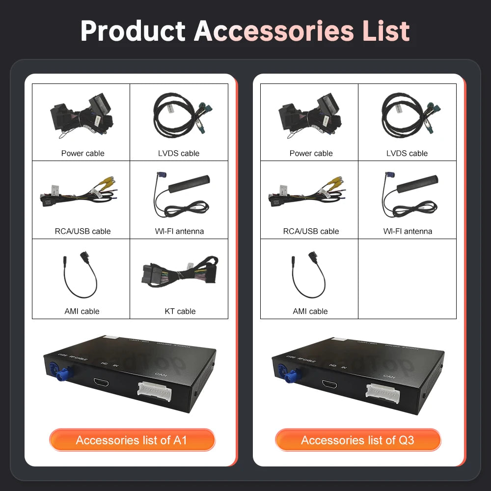 Road Top Wireless CarPlay Android Auto Interface for Audi A1 Q3